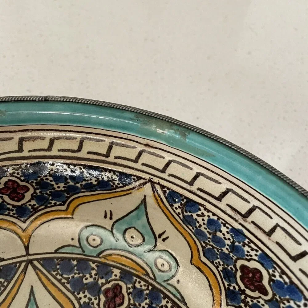 Moroccan Ceramic Bowl with Lid Tajine from Fez Polychrome Fes Naji - Picture 10 of 12